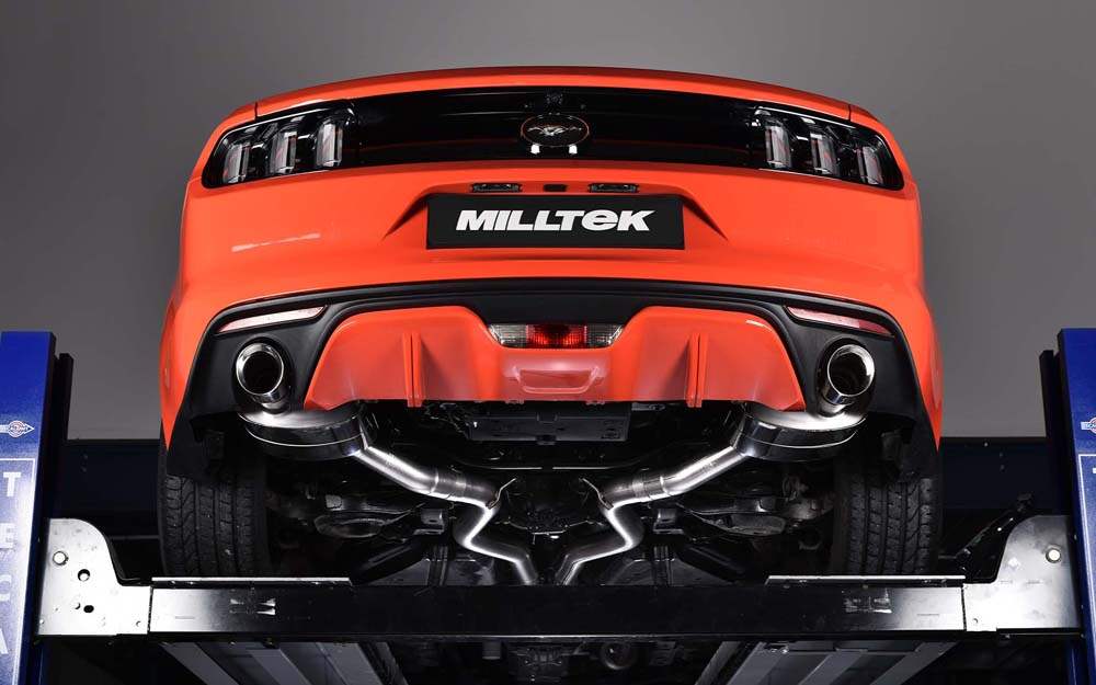 MILLTEK Cat Back Ford Mustang 2.3 EcoBoost Dual Outlet With GT-100 Trims - Polished