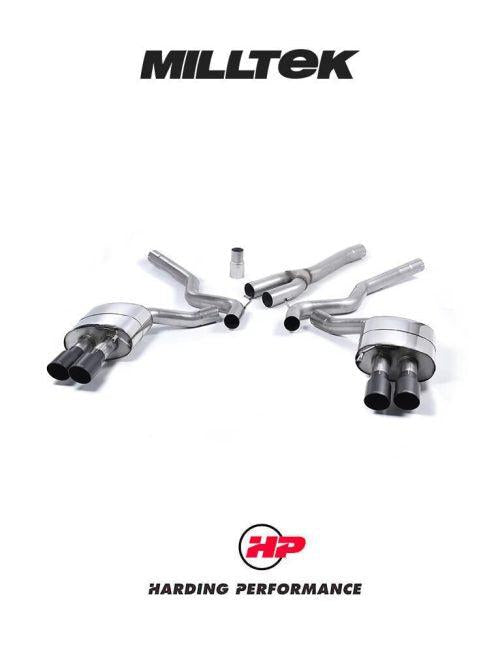 MILLTEK Cat-back – Ford Mustang 2.3 EcoBoost Quad-outlet - Non-resonated - Cerakote Black