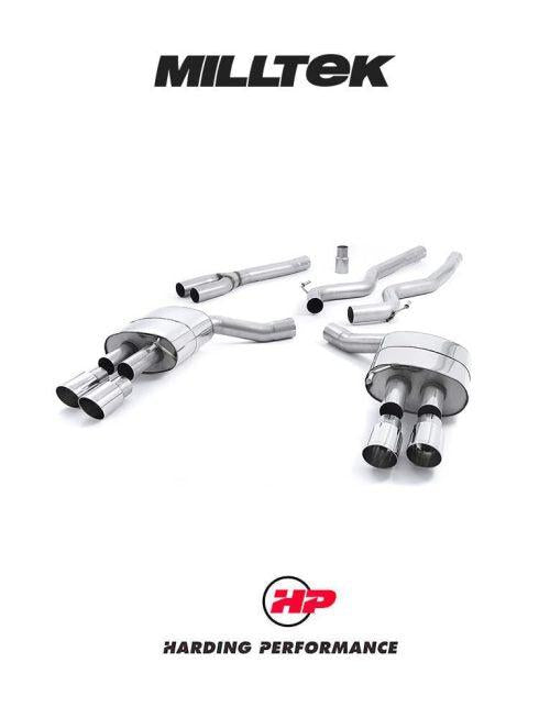 MILLTEK Cat-back – Ford Mustang 2.3 EcoBoost Quad-outlet - Non-resonated - Polished