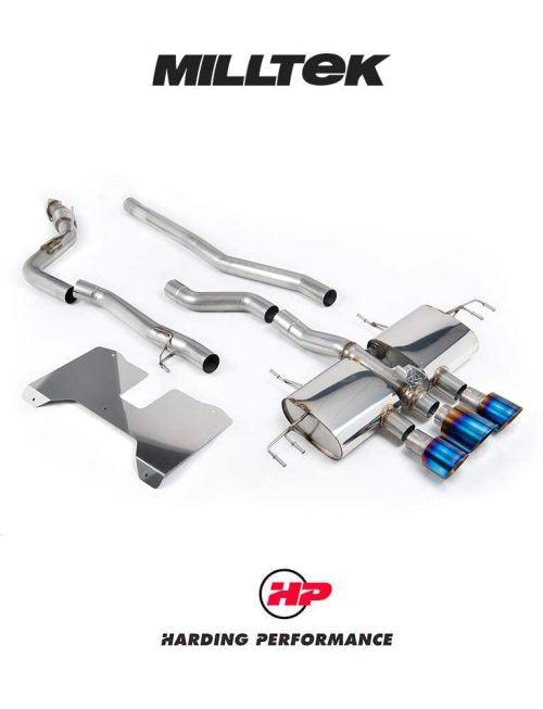 MILLTEK Honda Civic Type R FL5 Cat Back - Non Resonated (Loudest) - Valved - Oe Style 2 X 4" And 1 X 4.5" Burnt/Blue Titanium Trims