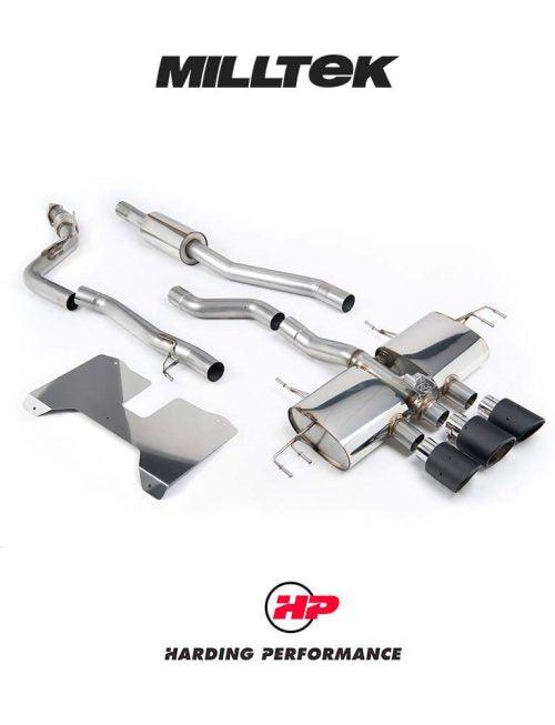MILLTEK Honda Civic Type R FL5 Cat Back - Part Resonated (Road+) - Valved - Oe Style 2 X 4" And 1 X 4.5" Carbon Fibre Trims