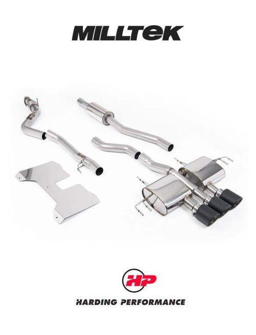 MILLTEK Honda Civic Type R FL5 Cat Back - Part Resonated (Road+) - Non-Valved - JET-115 Carbon Fibre Trims