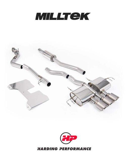 MILLTEK Honda Civic Type R FL5 Cat Back - Part Resonated (Road+) - Non-Valved - GT-115 Brushed Titanium Trims