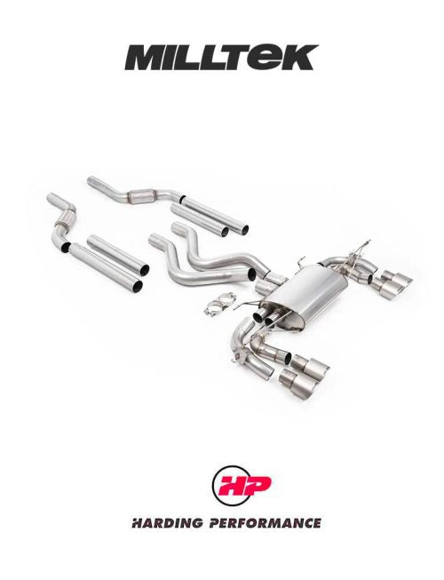 MILLTEK Cat Back – Defender 110 OCTA P635 - Quad GT-100 Brushed Titanium Tips