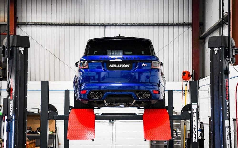 MILLTEK Valved Rear Silencers – Range Rover Sport SVR 5.0 V8 SuperCharged (Facelift) - GT-115 Black Tips