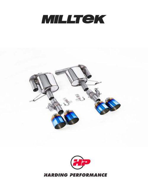 MILLTEK Valved Rear Silencers – Range Rover Sport SVR 5.0 V8 SuperCharged (Facelift) - GT-115 Burnt/Blue Titanium Tips