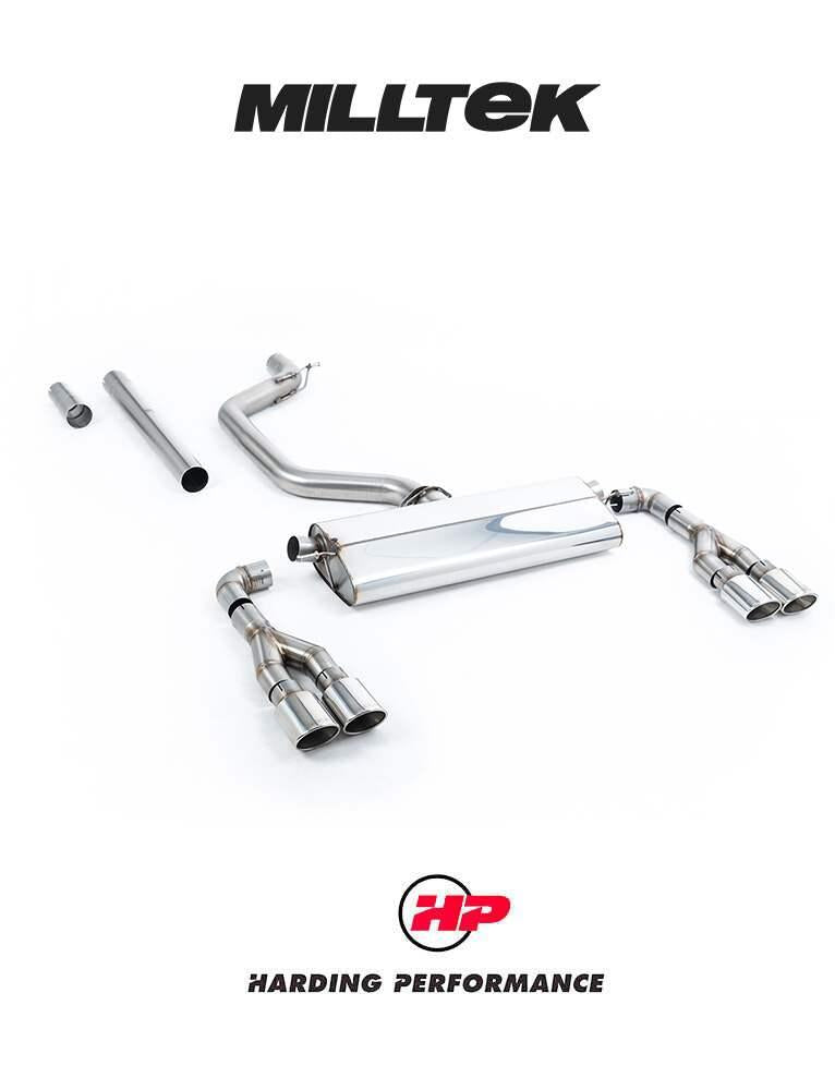 MILLTEK Particulate Filter-back System 80mm Cupra Leon VZx 2.0TSI Hatch 300ps (MQB Evo – OPF/GPF Equipped Models) - Resonated - Quad Polished Ovals (Require Trimming of Plastic Rear Diffuser)