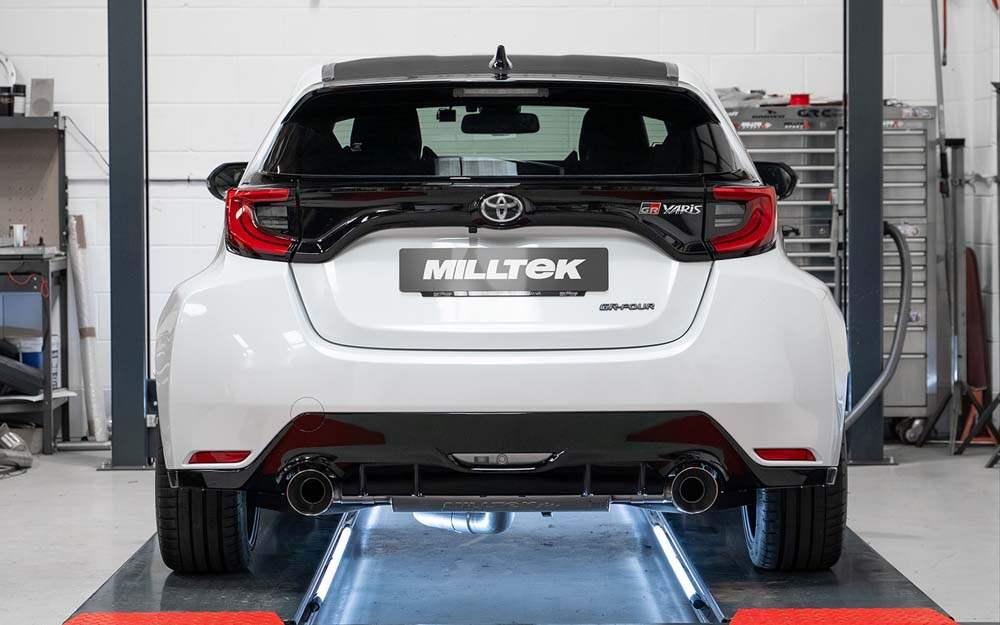 MILLTEK Particulate Filter-back OPF/GPF Back System Toyota Yaris Gen 1 GR 1.6T - Resonated - Jet-115 Carbon Trims