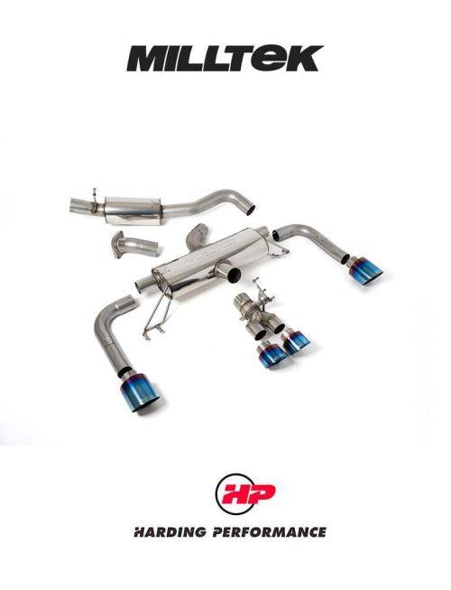 MILLTEK Cat Back – Corolla GR 1.6 Turbo - Secondary Cat-back - Resonated - Burnt / Blue Titanium GT Tips