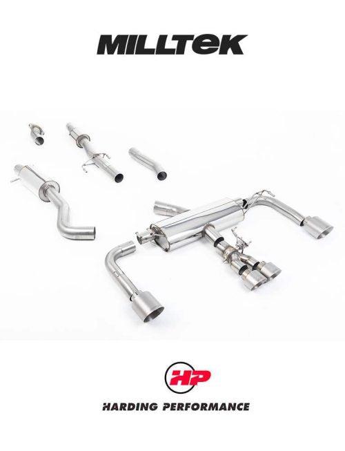 MILLTEK Cat Back – Corolla GR 1.6 Turbo - Primary Cat-back - Resonated - Brushed Titanium GT Tips