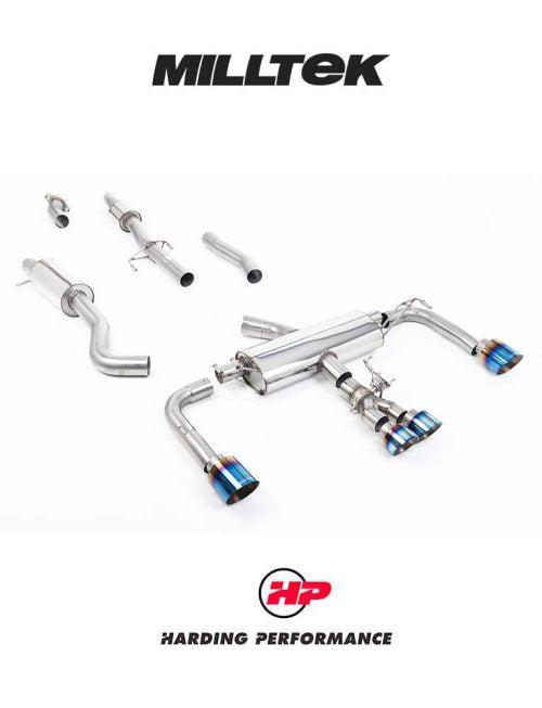 MILLTEK Cat Back – Corolla GR 1.6 Turbo - Primary Cat-back - Resonated - Burnt / Blue Titanium GT Tips