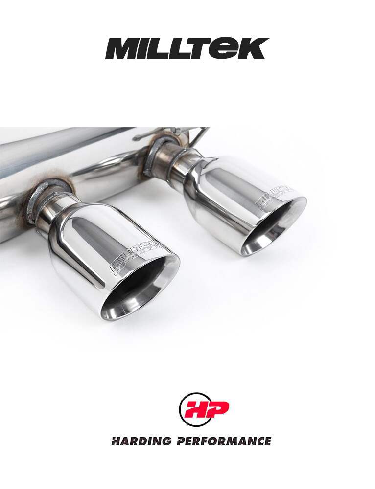MILLTEK Cat-back – VW Golf MK5 R32 3.2 V6 - V2 3' Valved System - Brushed Titanium GT-100 Tips