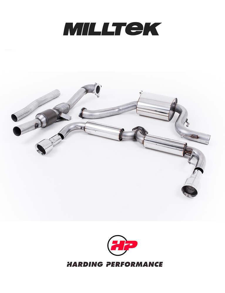 MILLTEK Turbo-back – VW Scirocco R - 200cell Race Catalyst - Non-Resonated - Cerakote Black Oval Tips