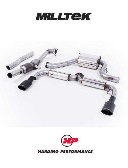 MILLTEK Turbo-back – VW Scirocco R - 200cell HJS Catalyst - Resonated - Cerakote Black Oval Tips