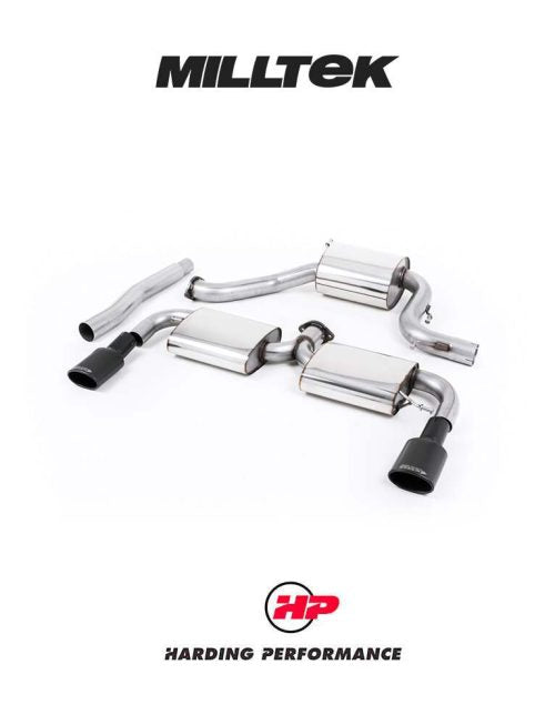 MILLTEK Cat Back VW Scirocco R - Resonated - Cerakote Black Oval Tips