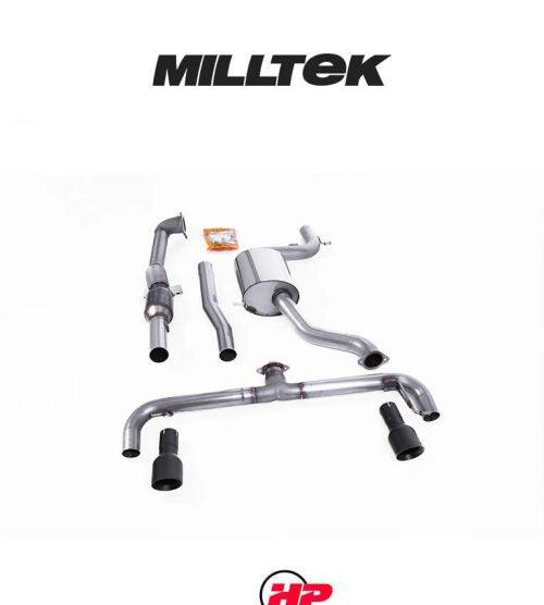 MILLTEK Turbo-back – VW Golf Mk6 GTI / Scirocco R - 200cell Race Catalyst - Non-Resonated - Cerakote Black Round Tips