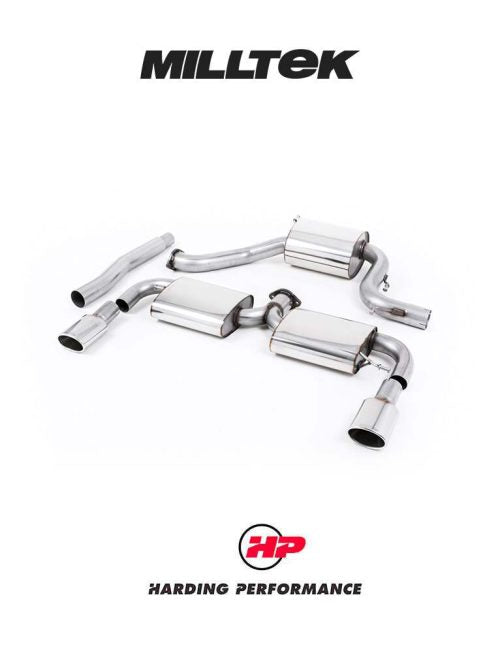 MILLTEK Cat Back VW Scirocco R - Resonated - Polished Oval Tips