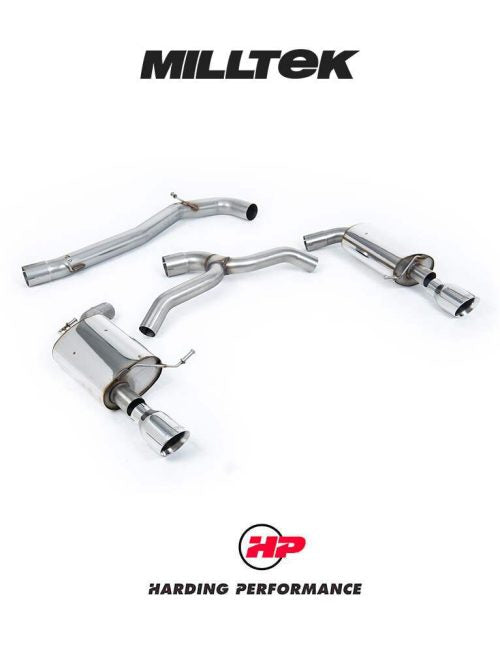 MILLTEK Cat-back – Golf Mk7 2.0TFSI Alltrack/Wagon - Non-Resonated (Louder) - Polished GT-100 Trims