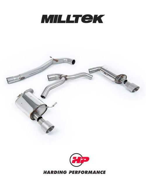 MILLTEK Cat-back – Golf Mk7 2.0TFSI Alltrack/Wagon - Non-Resonated (Louder) - Titanium GT-100 Trims