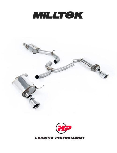 MILLTEK Cat-back – Golf Mk7 2.0TFSI Alltrack/Wagon - Resonated (Quieter) - Polished GT-100 Trims