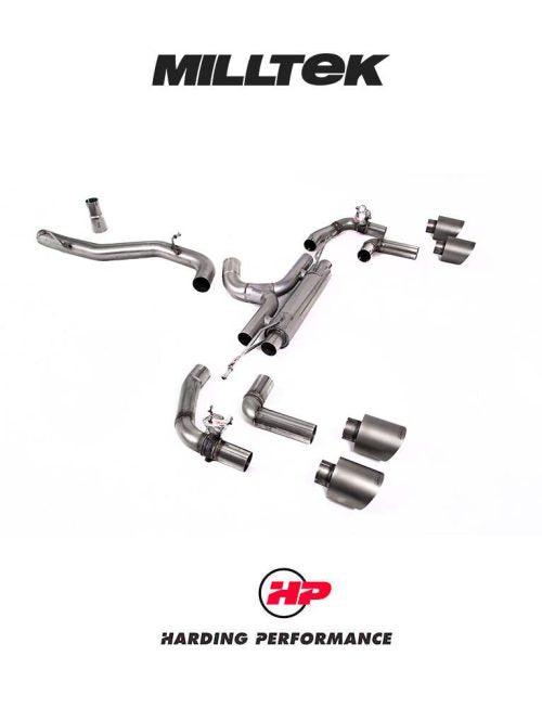 MILLTEK 80mm Cat Back – VW MK8/8.5 Golf R Exhaust - Race (Valved) - Titanium GT-115 Trims