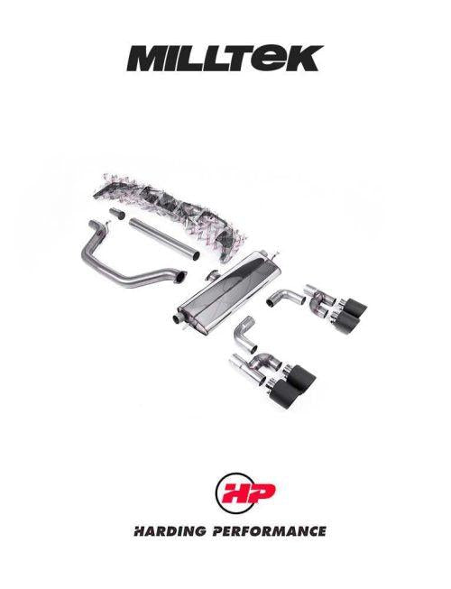 MILLTEK Cat Back – VW Golf MK8/MK8.5 GTI - Non-resonated - Golf R Style (4 Tips) - Carbon Fibre JET-115 Tips