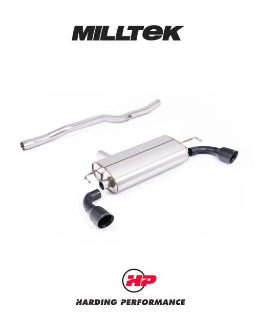 MILLTEK Cat-back – VW Golf MK4 R32 - Non-resonated - V2 - GT-100 Cerakote Black Slash Cut Tips