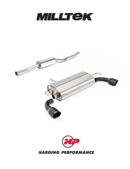 MILLTEK Cat-back – VW Golf MK4 R32 - Resonated - V2 - GT-100 Cerakote Black Slash Cut Tips
