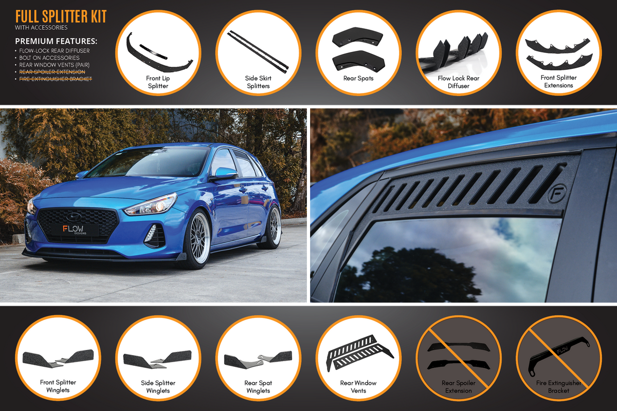 i30 SR Hatch (2017-2018) Full Lip Splitter Set