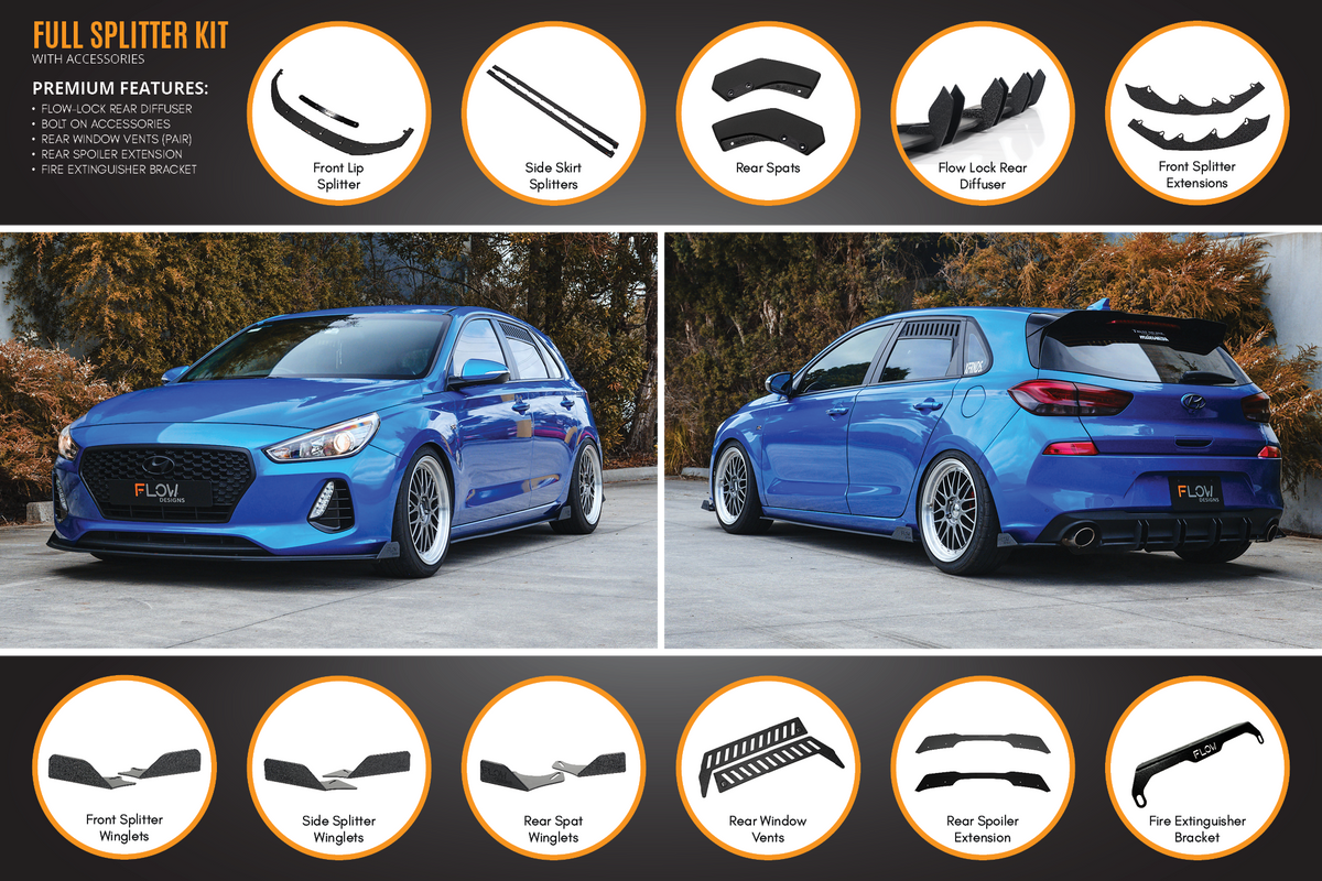 i30 SR Hatch (2017-2018) Full Lip Splitter Set