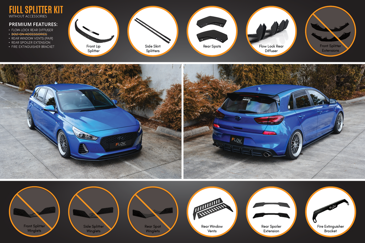 i30 SR Hatch (2017-2018) Full Lip Splitter Set