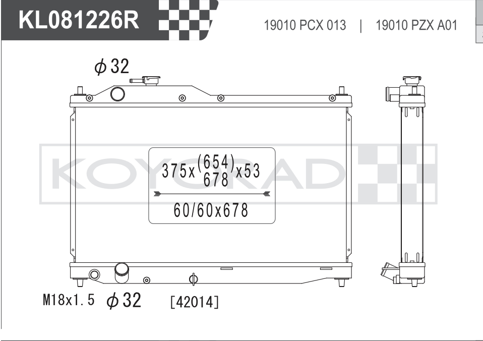 Koyorad Performance Radiator: Honda S2000 AP1 F20C MT 1999-2009