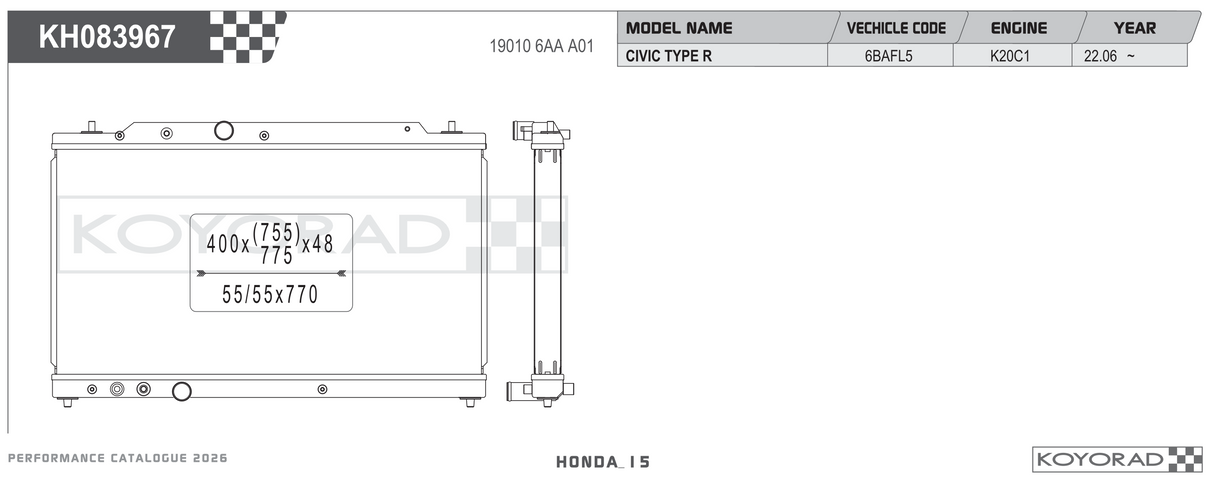 Koyorad Performance Radiator: Honda Civic Type R FL5 2023+ All-Aluminium