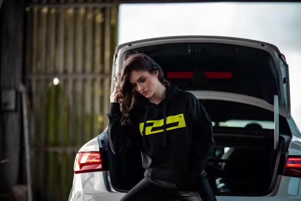 RacingLine Black Hoodie with Acid Box Logo- Large