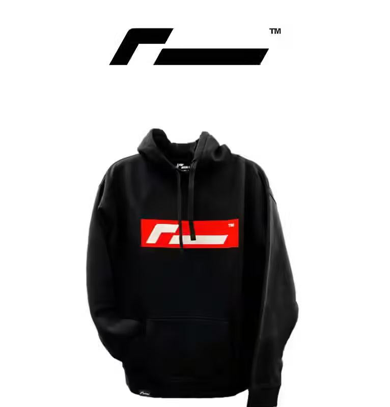 RacingLine Black Hoodie with Red Box Logo- Medium