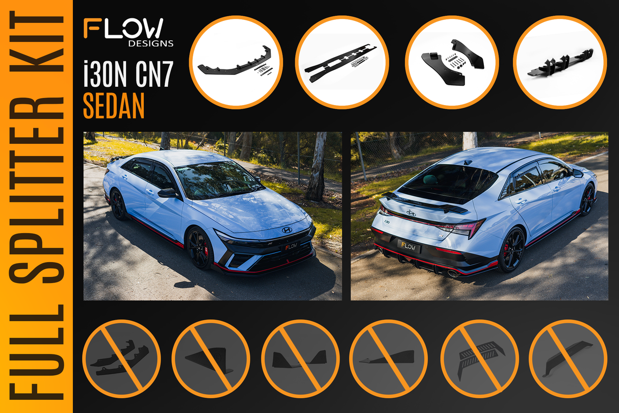 CN7 V2 i30N Sedan FL 2024 Full Lip Splitter Set - ModsDirect