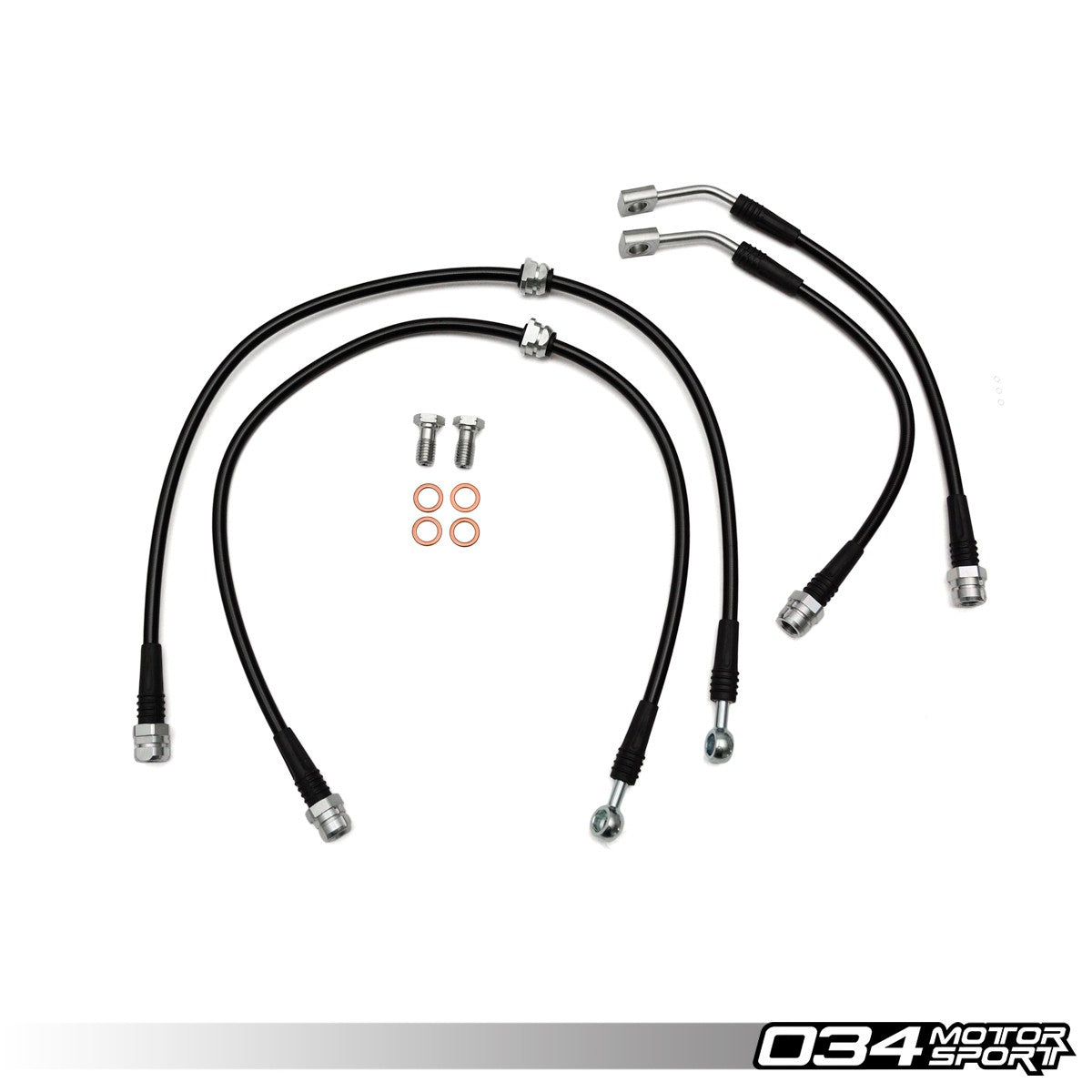 034Motorsport | Stainless Steel Braided Brake Line Kit (Audi A3, S3/VW Golf R MK7, 7.5) - ModsDirect