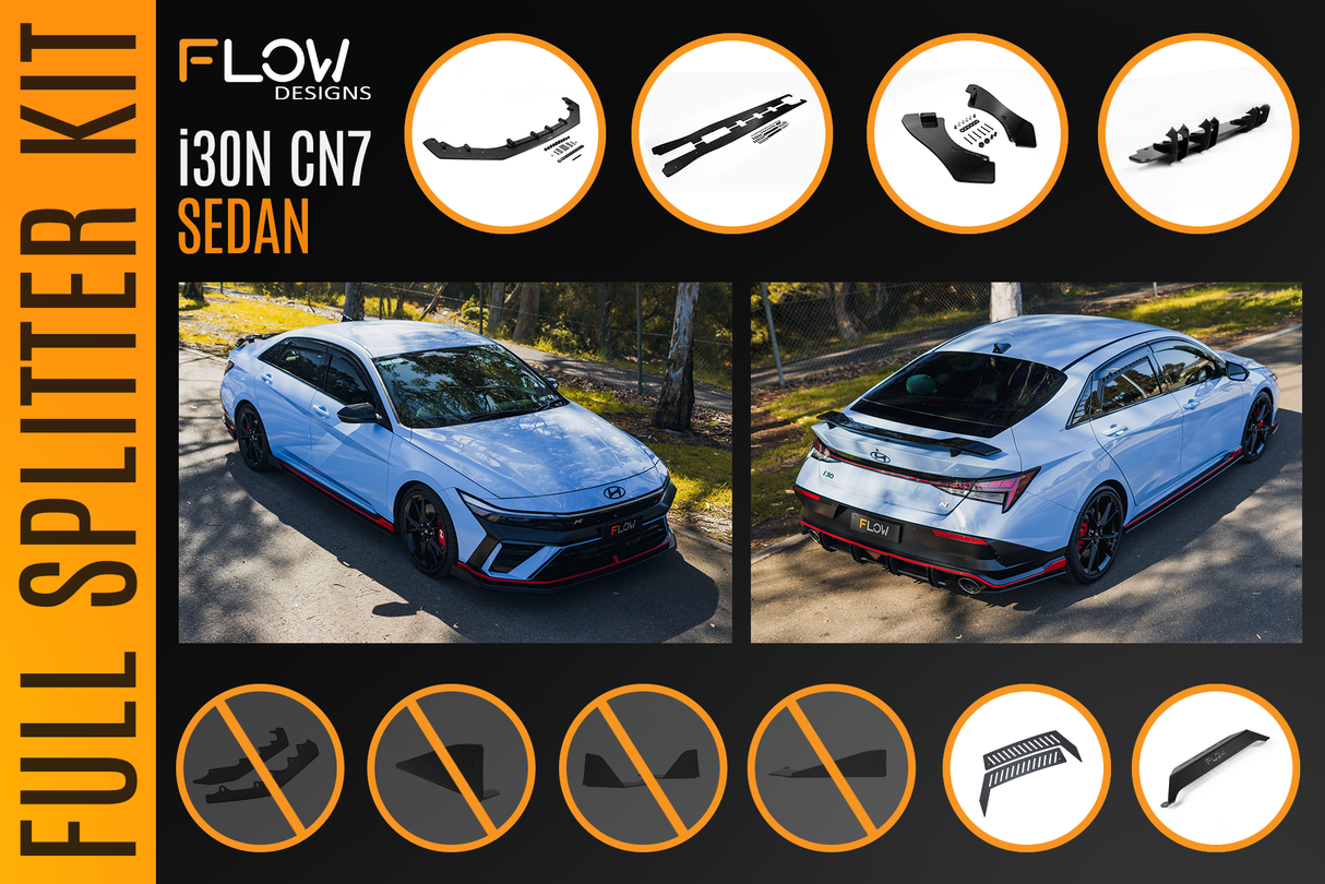 CN7 V2 i30N Sedan FL 2024 Full Lip Splitter Set - ModsDirect