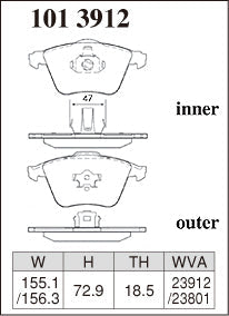 DIXCEL Front Brake Pads – Ford Focus XR5 Turbo (LT) / Mazda 3 MPS (BK / BL)