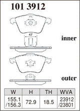 DIXCEL Front Brake Pads – Ford Focus XR5 Turbo (LT) / Mazda 3 MPS (BK / BL)