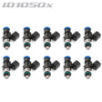ID1050-XDS Injectors Set of 10, 34mm Length, 14mm Grey Adaptor Top, 14mm Lower O-ring- Lamborghini Huracan/Audi R8 (V10)