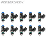 ID1050-XDS Injectors Set of 10, 34mm Length, 14mm Grey Adaptor Top, 14mm Lower O-ring- Lamborghini Huracan/Audi R8 (V10)