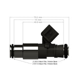 Injector Dynamics ID1050-XDS 48mm Single Injector w/14mm Top & 14mm Black Lower Adaptor- Universal
