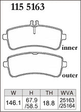 DIXCEL Rear Brake Pads – Mercedes-AMG C63 (W205) / C63 S (W205)