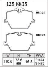 DIXCEL M Type Rear Brake Pads – BMW M240i (G42) / Toyota GR Supra (A90) / BMW Z4 (G29)