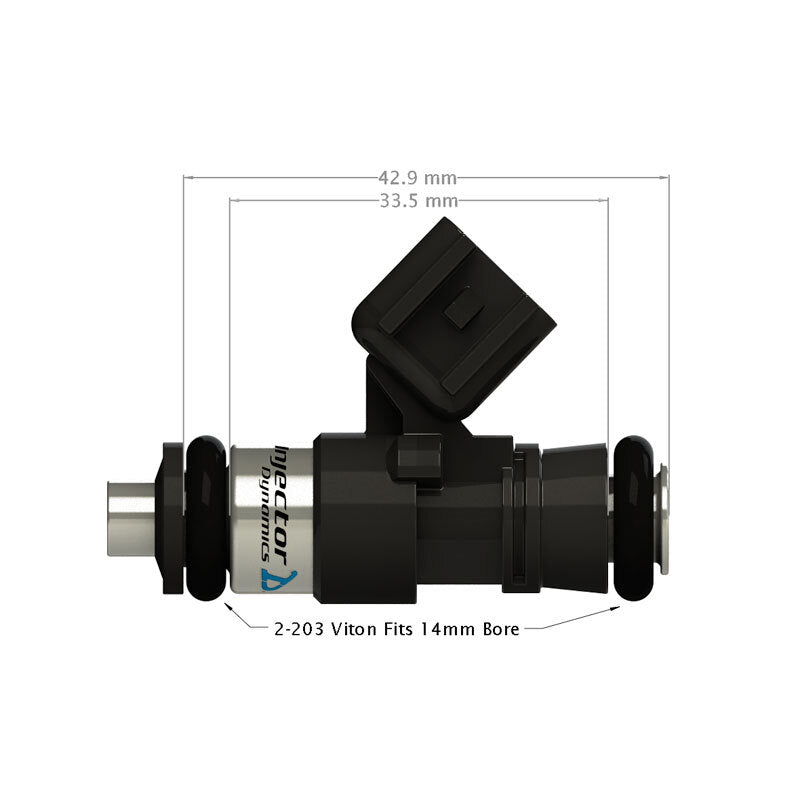 ID1300-XDS Injectors Set of 10, 34mm Length, 14mm Grey Adaptor Top, 14mm Lower O-ring- Lamborghini Huracan/Audi R8 (V10)