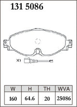 DIXCEL Front Brake Pads – VW Golf (Mk7) / Golf GTI (Mk7) / Passat (B8) / Audi A3 (8V)