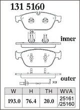 DIXCEL Front Brake Pads – Audi A8 / S8 (D4) / SQ5 (8R)