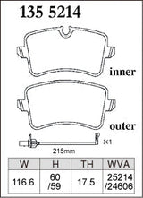 DIXCEL Rear Brake Pads - Audi S6/S7 (C7) S8 (D4) RS4 (B8) RS5 (8T/8F) RS6/RS7 (4G) / Porsche Macan (95B) - Spirited / Track Day (ES Type)