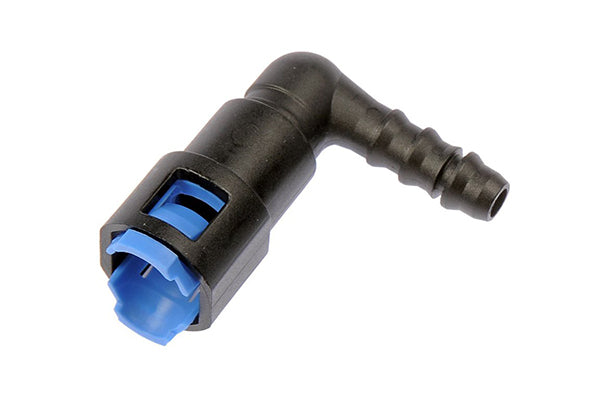 Radium SAE Female EFI Quick Connect to Barb Fittings- 3/8" SAE Female to 5/16" Barb 90 Degree (8mm)